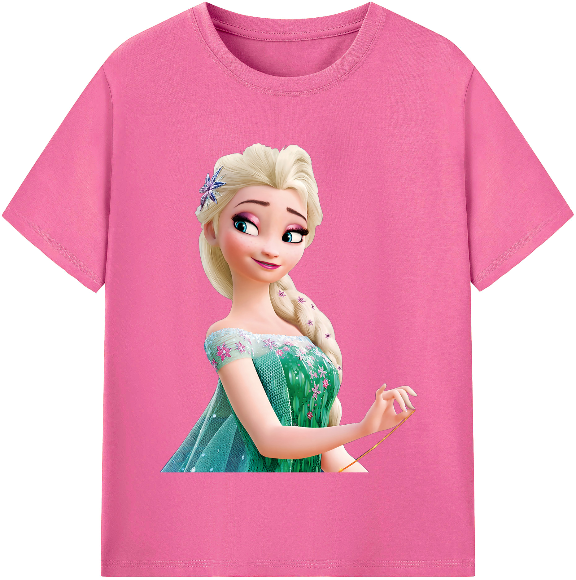 （画像用） アナと雪の女王 アンナ エルサ Frozen Anna Elsa レディースカジュアルプリントTシャツ（綿100％）